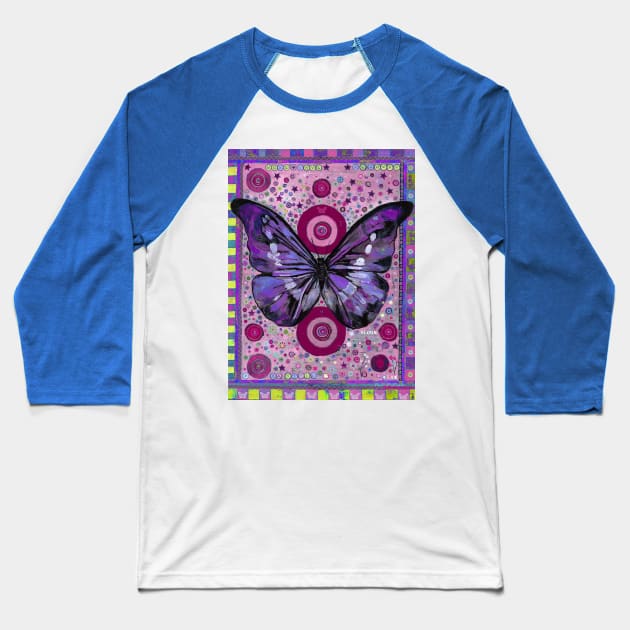 Purple Butterfly Baseball T-Shirt by Raybomusic01